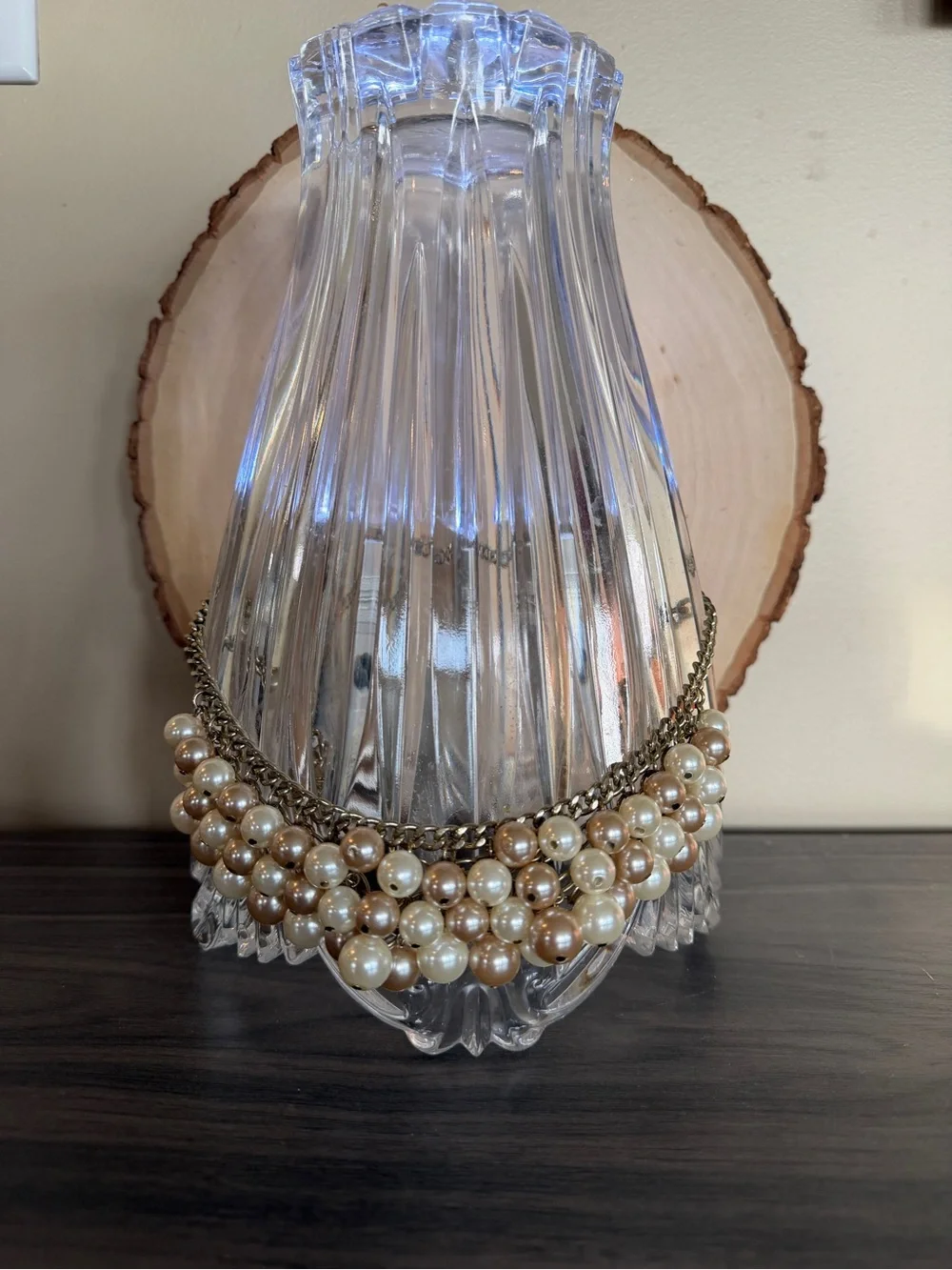 Pearl Cluster Statement Necklace - Champagne and Ivory 21” adjustable